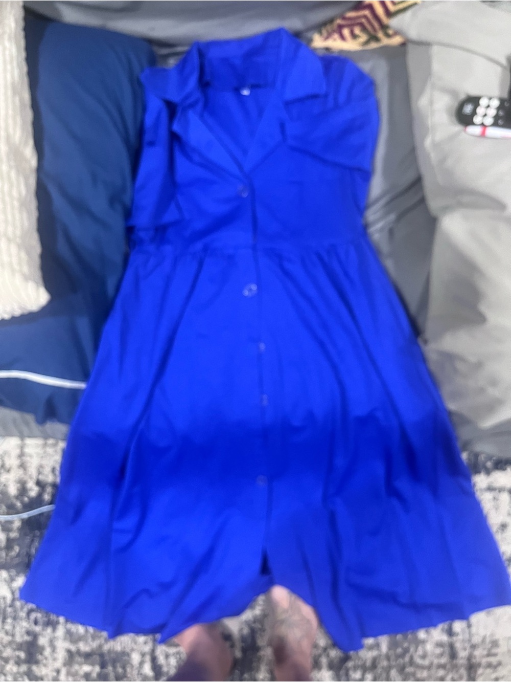 Button-Front Midi Dress in Royal Blue